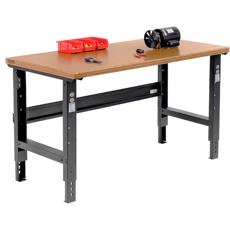 Global Industrial Adjustable Height Workbench, 60 x 30in, Shop Top Safety Edge, Black 183984BK